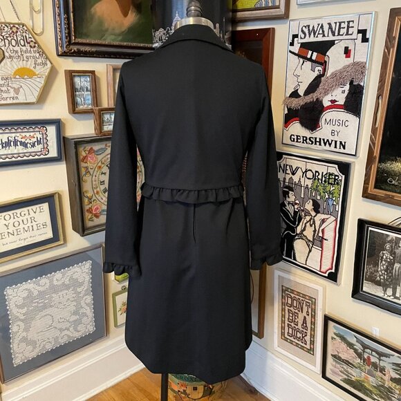 70s Vintage Bleeker St Black Shift Dress with Cropped Rhinestone Button Jacket - Picture 3 of 9